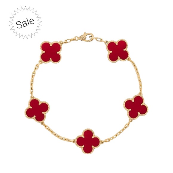 Red Clover Bracelet Collection Four Leaf clover Bracelet. Double Sided - Picture 1 of 2